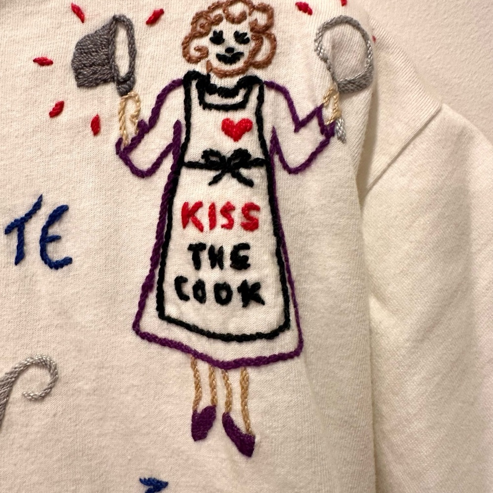 Vintage Chef Cooking Swan Magic White Embroidered Cotton Tee - Picture 6 of 9